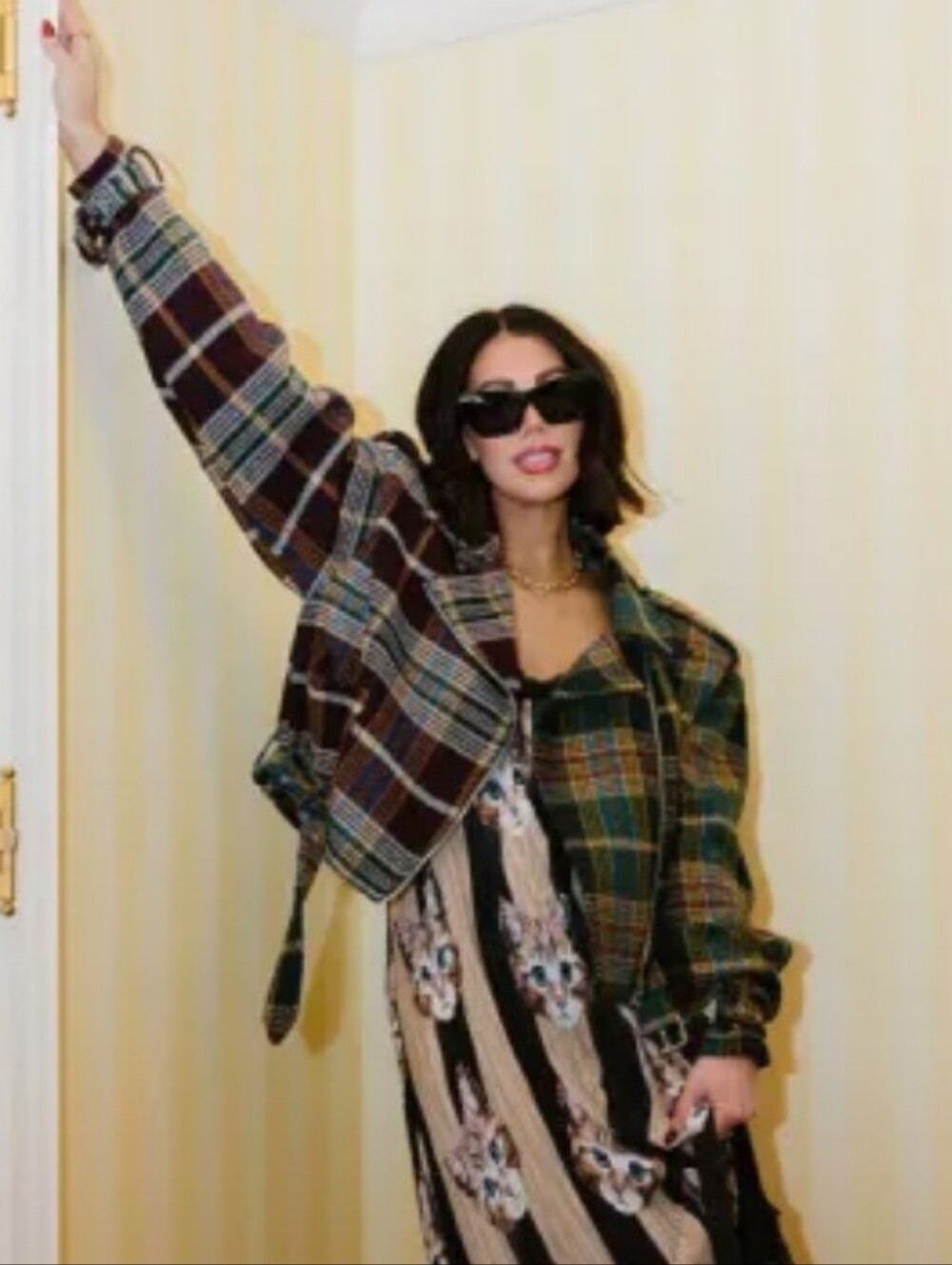 Dressed In Lala Two-Tone Plaid Cropped Moto Jacket - Picture 7 of 7